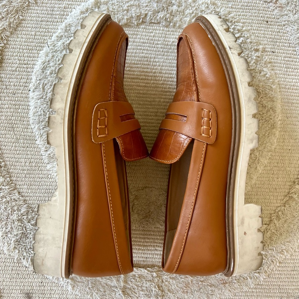 Cognac Lug Casual Loafers for Women